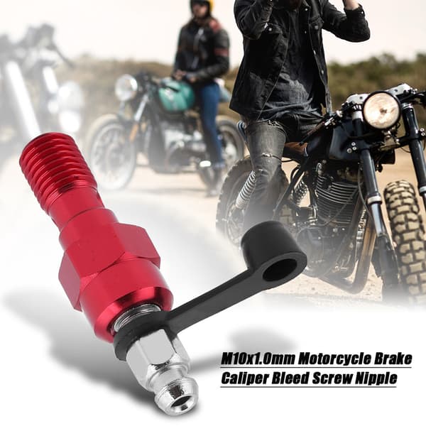 M10x1.0mm Motorcycle Brake Master Cylinder Caliper Bleed Screw Nipple Banjo Bolt Dust Cap Red