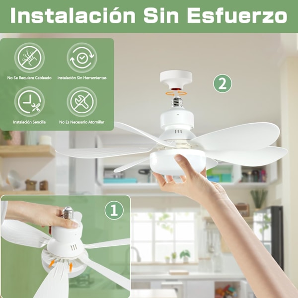 52 cm Silent Ceiling Fan with LED Light and Remote Control, 40W Ceiling Fan Lamp, with E27 Socket