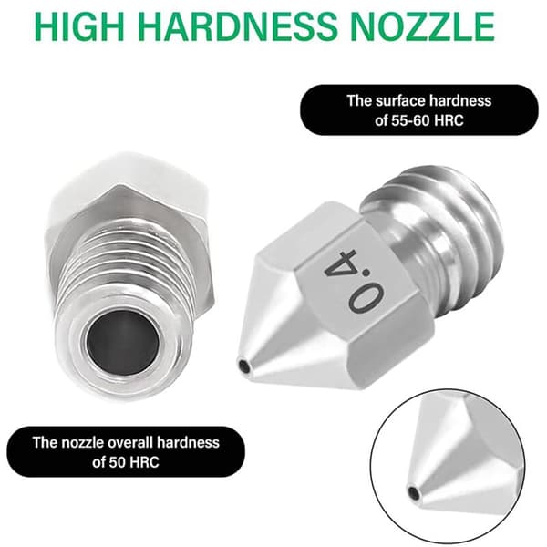 25 Pcs 3D Printer Nozzles Durable Pointed High Temperature with 10 Pcs Cleaning Needles