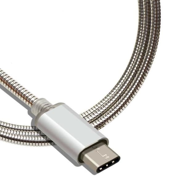USB Type C-kabel, 2-pakning, 1M - Sølvmetall