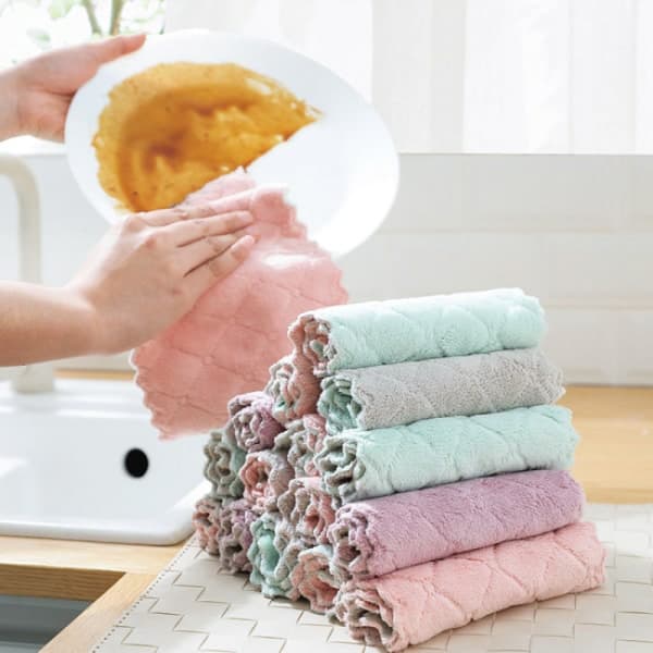 4 stk mikrofiberklude, viskestykker, superabsorberende effekt