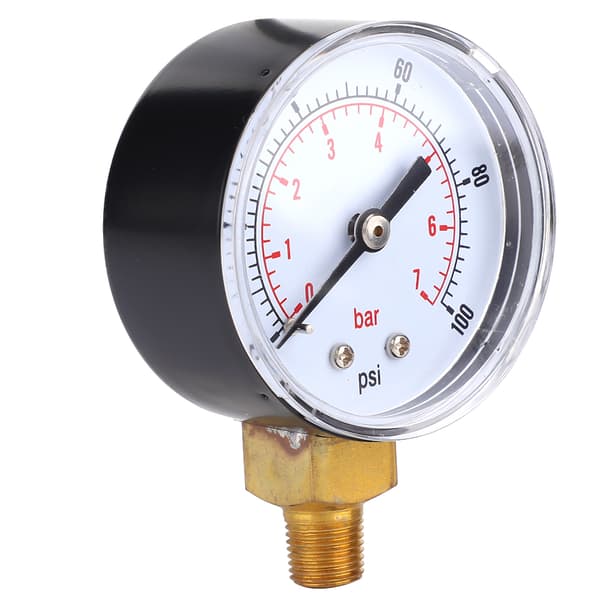 Urskive Trykmåler 50mm Luft Vand Olie Gas Trykmåler 0-100 PSI 0-7 Bar