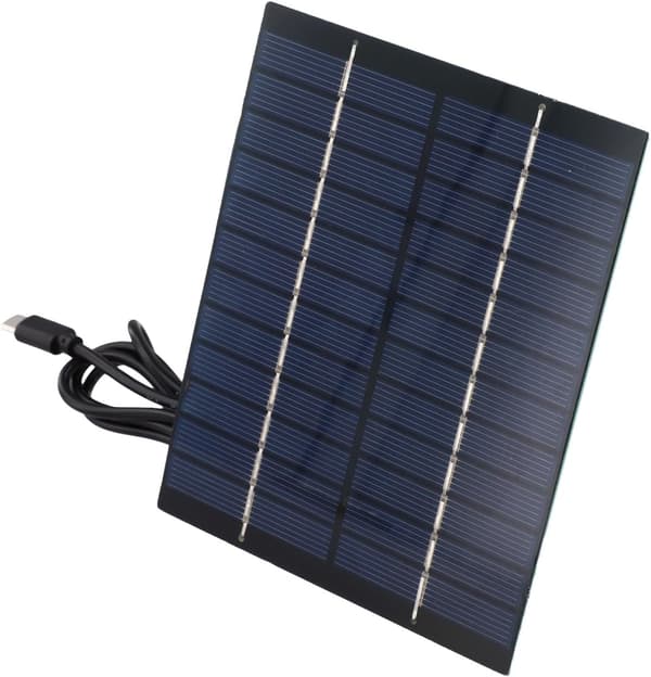 Type C utgang sikkerhetskamera lading, 1M 2W 12V polykrystallinsk solcellepanel med kabel