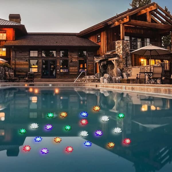 Kunstig flydende åkande lotus pool lampe LED flydende lotus åkande til T