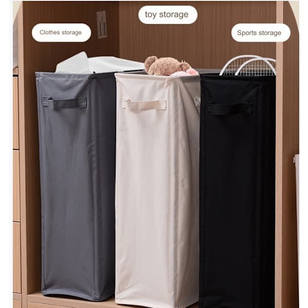 Laundry Basket Handle Foldable Laundry Hamper Thin Dirty Clothes Basket Narrow Laundry Bag Foldable Dirty Hamper Grey Dark Grey dark grey