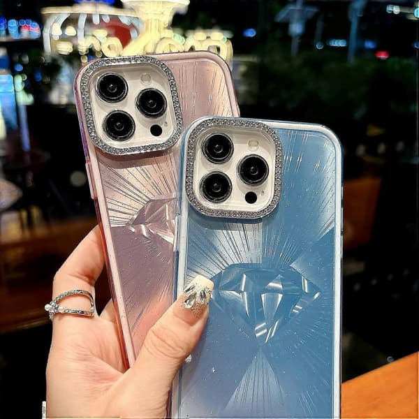 Deksel for iPhone 16 Pro Max IMD Diamantmønster TPU+PC Støtsikkert Telefondeksel