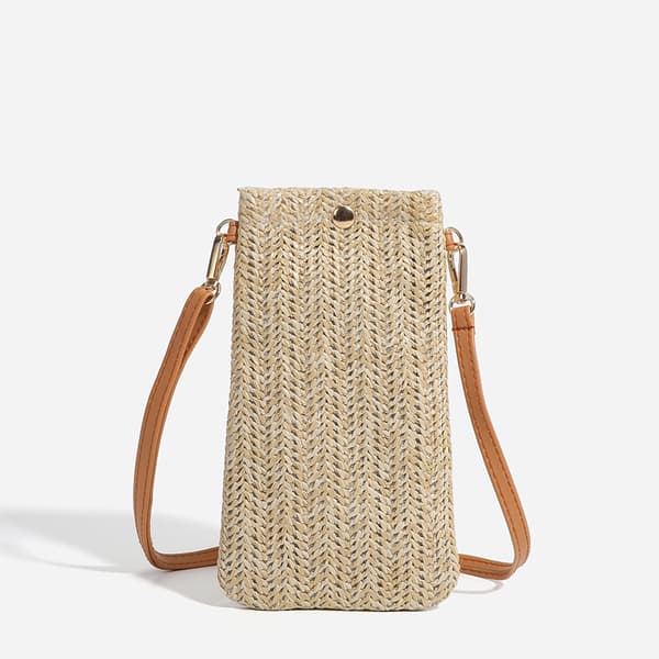 1 Beige Messenger Bag, Damväskor Casual Vävd Halmväska, Vävd Shou
