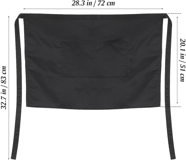 Unisex arbejdsforklæde med dobbeltlommer, 70x49cm sort