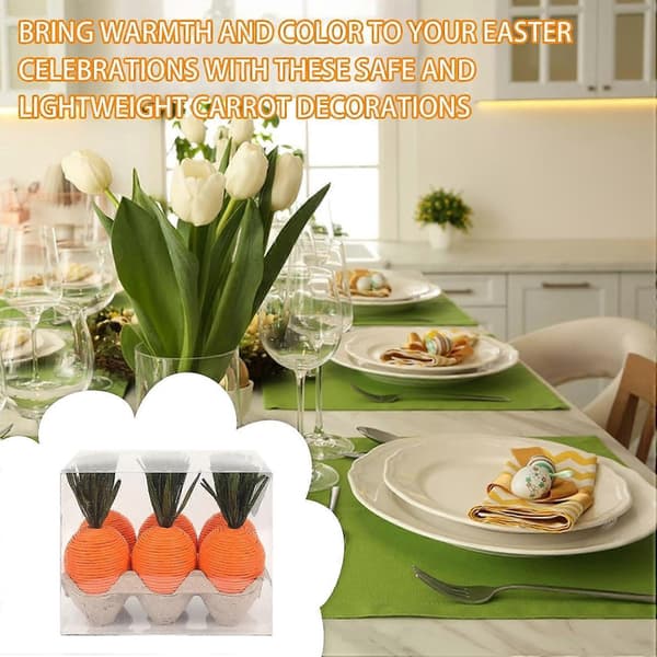 Carrot Decorations Easter 6-pack Table Decoration Artificial Carrots Rustic Style Spring Basket (FMY)