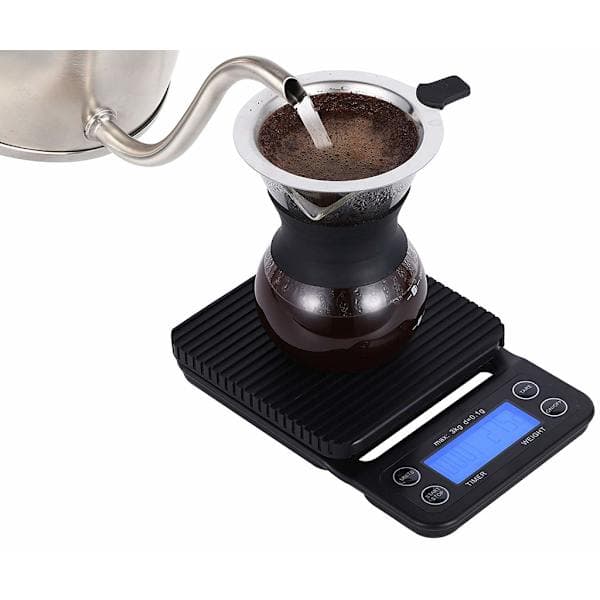 Digital køkkenvægt / kaffevægt 3 kg/0,1 g præcision Sort Sort