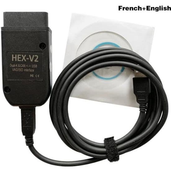 Diagnosekabel - OUTAD - VCDS HEX V2 - Kompatibel med VW, Audi, Seat, Skoda - Version 20.4.1 - Sort