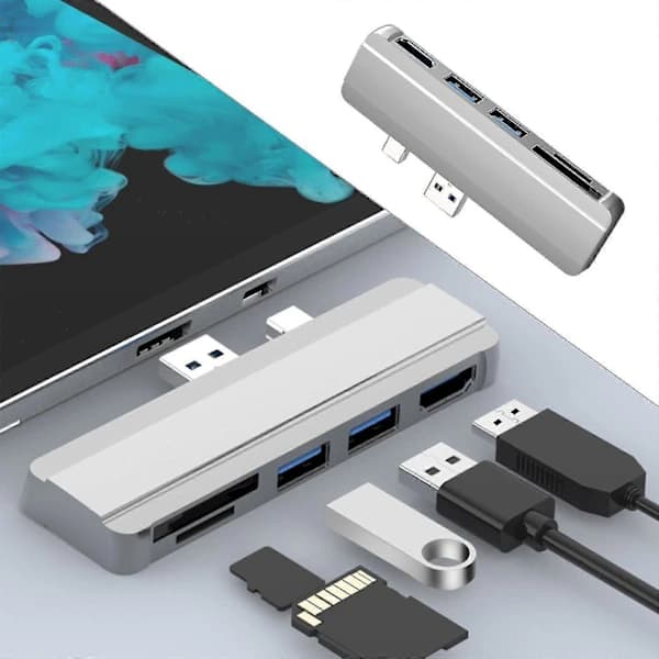 USB Hub 3.0 Dockingstation Splitter til Surface Pro 4 5 6 Hot Swapping