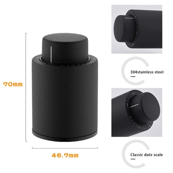 2 Reusable Vacuum Wine Stoppers - Champagne & Bottle Sealers, Compatible with Various Brands [JUN]