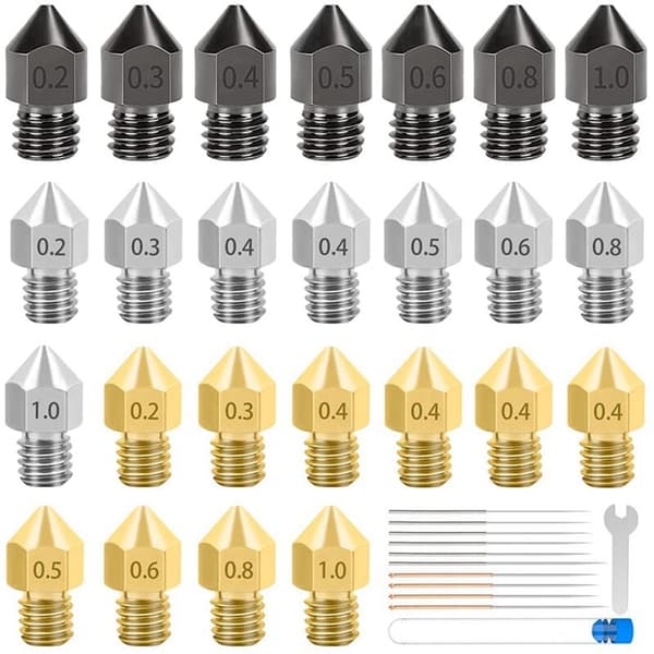 25 Pcs 3D Printer Nozzles Durable Pointed High Temperature with 10 Pcs Cleaning Needles