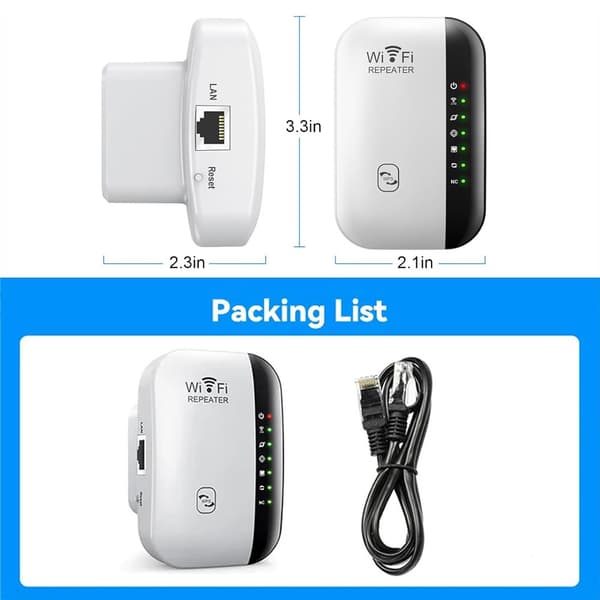 Wifi Booster Socket + Including Internet Cable, WiFi Signal Booster, WiFi Extender, Wireless WiFi Bo