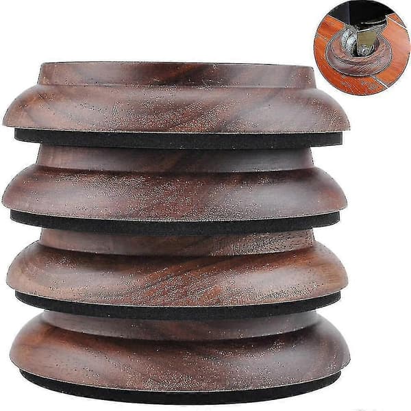 Pianohjulskydd i massivt trä, 4-pack, äkta valnötsträ, möbelbenskydd