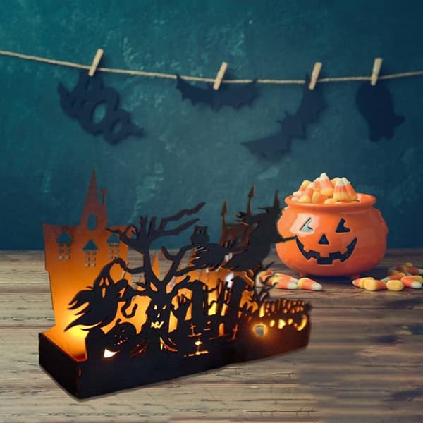 1 stk (uten lys) Halloween lysboksstatue Halloween-pynt Metall