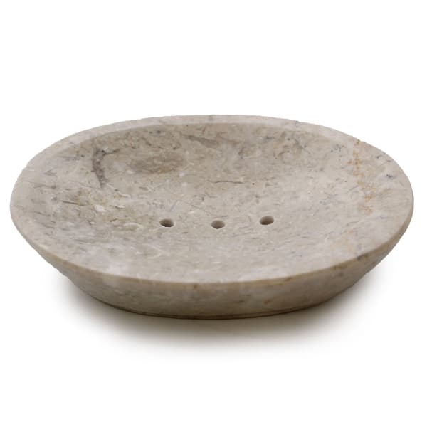Klassisk oval såpeskål i kremfarget marmor