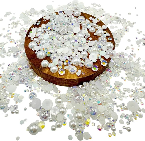 1800 STK Flade Perler og Rhinsten