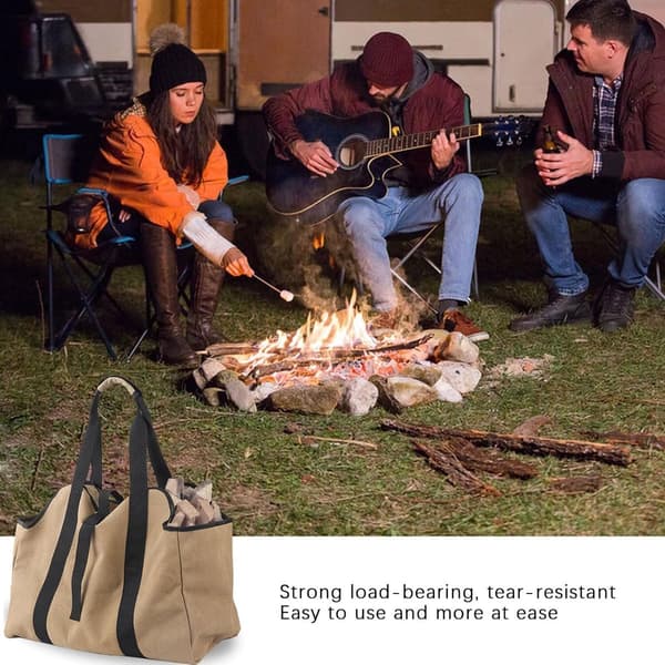 Sammenleggbar vedbæreveske, vanntett, 48x45cm, for camping, grill og peis