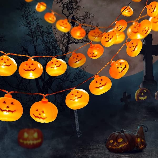 Halloween-lys gresskar, batteridrevet dekorasjon, 3 meter