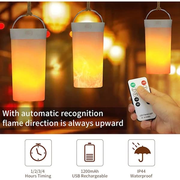 USB Rechargeable Waterproof LED Flame Lamp, Flameless Night Light