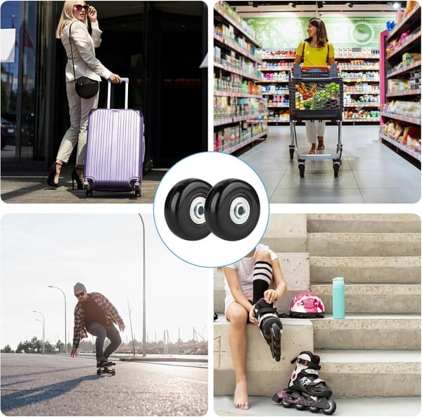4-pak kufferthjul, erstatningshjul til bagage | Reservedele til kufferthjul 45 mm, gummihjul til bagage