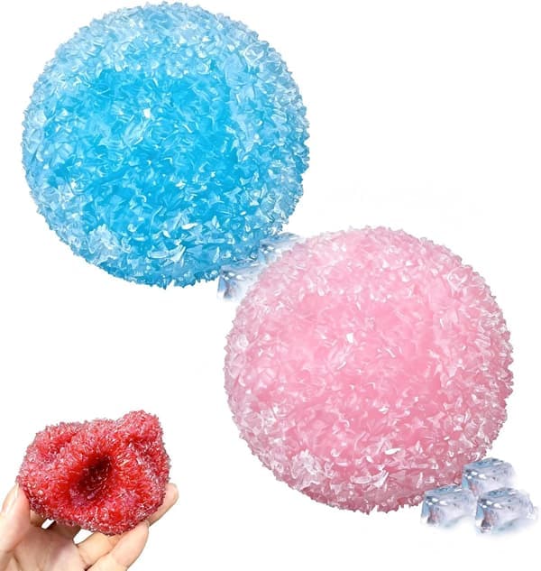 2-pak sprøde, bløde, formbare klemmelegetøj, glatte sensoriske klemmebolde med isskind, bærbart taktilt håndlegetøj i blå, pink blue、pink