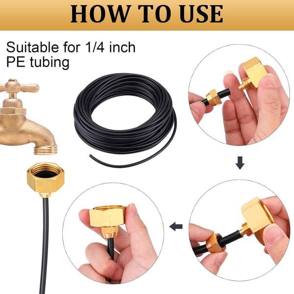 6 sæt messing slangeadapter 3/4\" hun til 1/4\" rørforbindelse