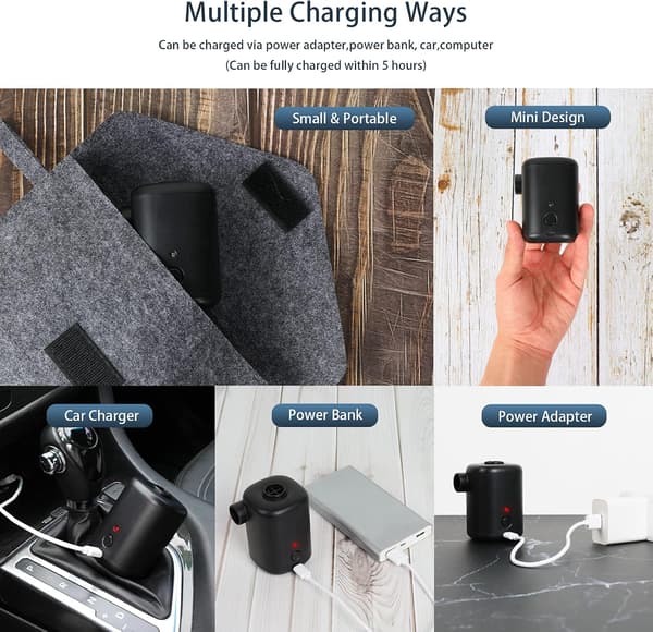 Sähköpumppu 2 in 1 Kannettava johdoton USB-ladattava täyttölaite