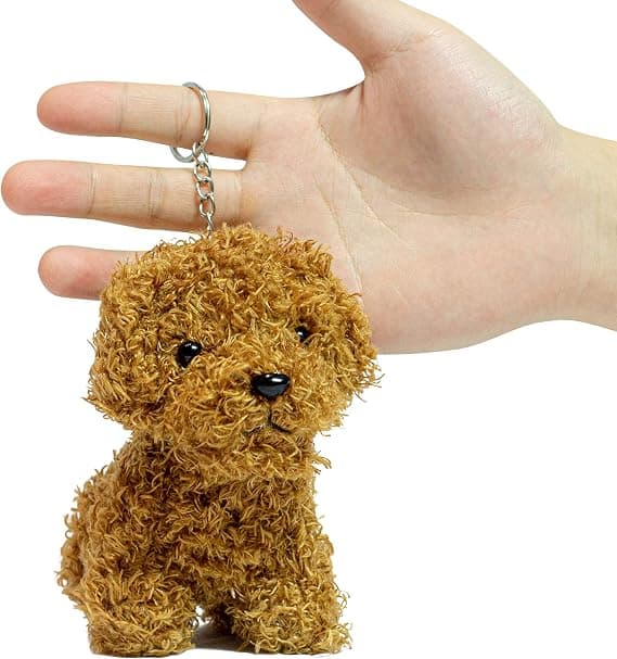 Söt Plyschdjur Hund Nyckelring, Modeaccessoar Ryggsäcksklämmor