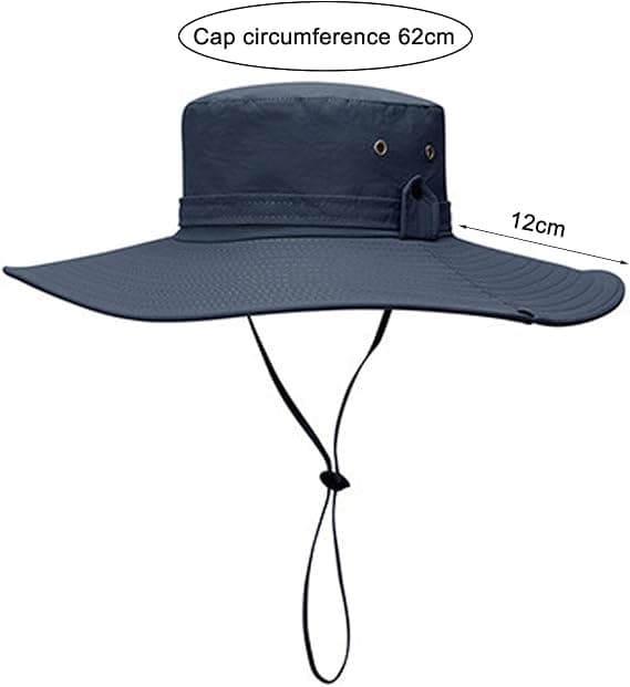 Bredskygget fiskerhat med bindebånd, unisex udendørshat, multifunktionel solbeskyttelseshat.
