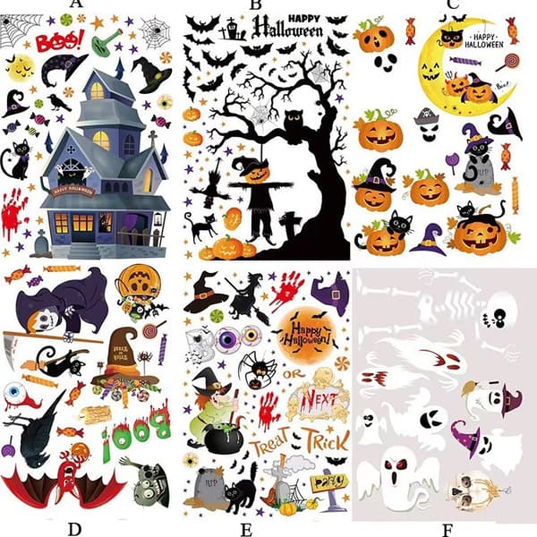 Halloween Window Decorations, 6 pcs 25*35CM