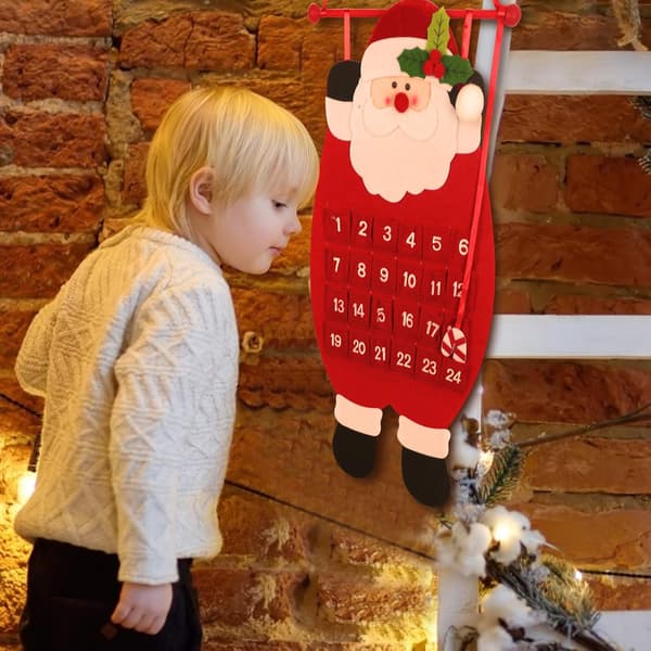 Julekalender til børn nedtælling julemand genanvendelig væg D