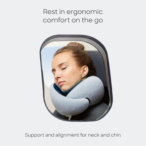 Nackkudde - Premium Resekudde i Memory Foam, 360º Ergonomisk Design, Asymmetriska Sidor, Inkluderar Resväska, Tvättbart Modalöverdrag