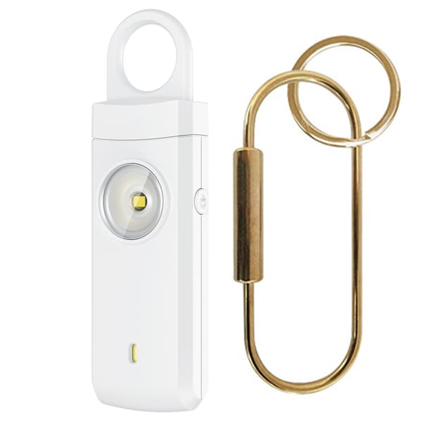 130dB Rechargeable Personal Safety Alarm with LED Light - White