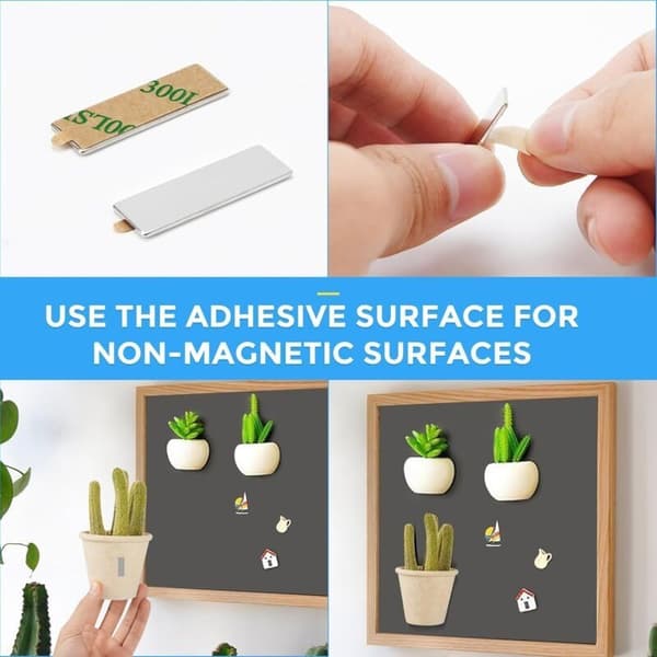 20 Powerful Self-Adhesive Magnets 30x10x2mm, Flat Magnets in Pairs, Neodymium Adhesive Magnets, Rectangular Neodymium Bar Magnets