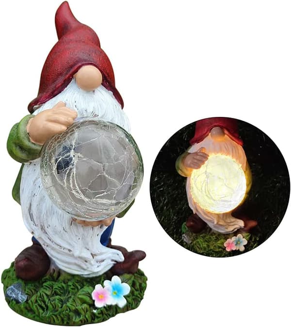 Trädgårdstomte Trädgårdstomte Figur Rolig Flockad Tomte med