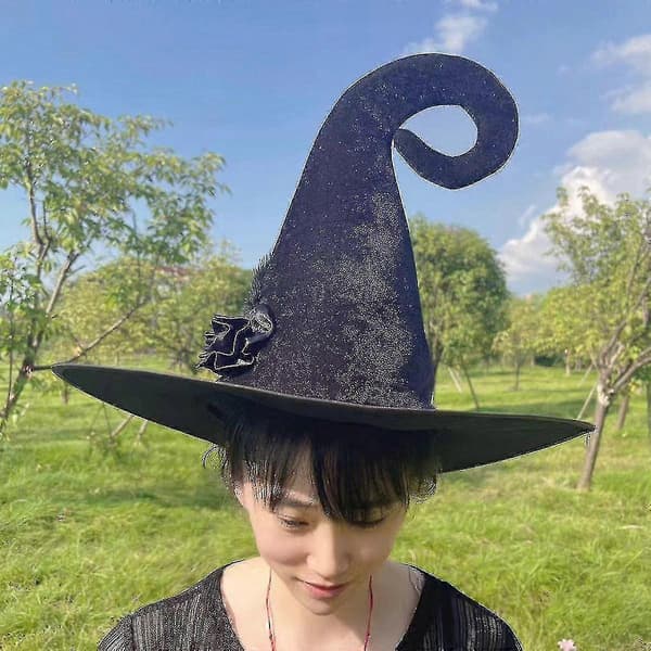 Halloween Hatt Trollmann Heks Bøyd Hatt Karneval Hodeplagg Rose Hatt Damecaps