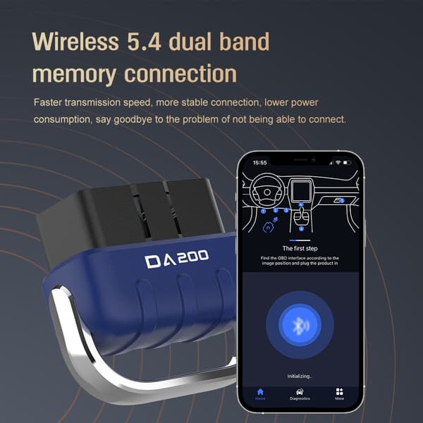 Bil Fejlkodelæser: AI OBD Smart Diagnose, Motorfejldiagnose, Ryd Fejlkoder, Realtidsdata, Batterispænding, O2-sensortest