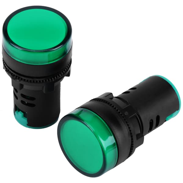 Green LED Indicator Light 10 pcs AC DC 24V 22mm Threaded
