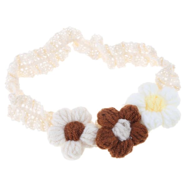 Babyhodebånd elastisk hodebånd med blomsterpynt fasjonable små jenters hodebånd blondedetaljer hodeplagg for jenter D D