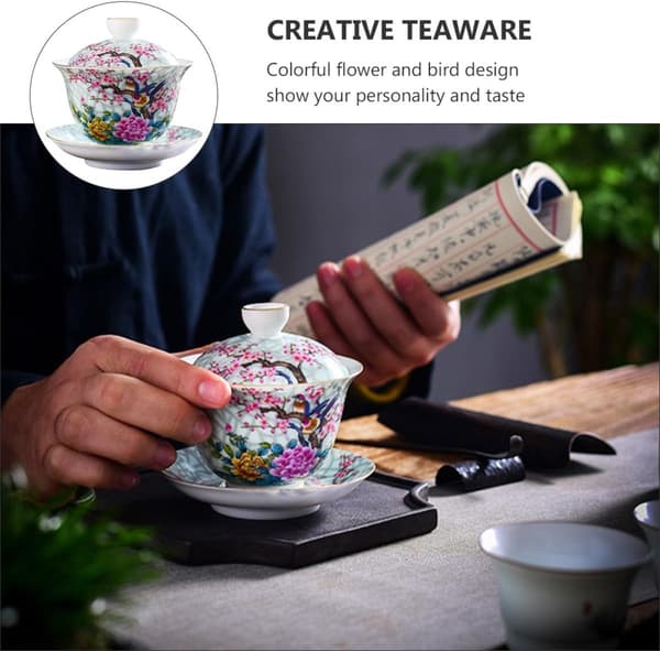 Ceramic Teapot Teacup Retro Mug Shape with Lid and Saucer Heat Resistance Quick Brewing Design
