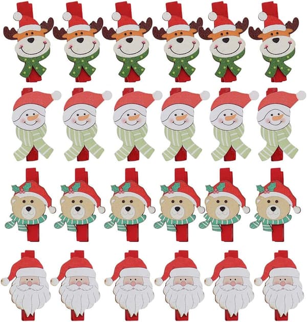 24 st julklämmor miniklämmor för foton tomte älg