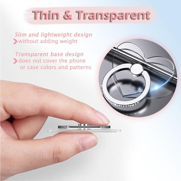 4-pack Clear Phone Grip Holder with Ring Stand & 360° Rotation - Diamond Style [JUN]