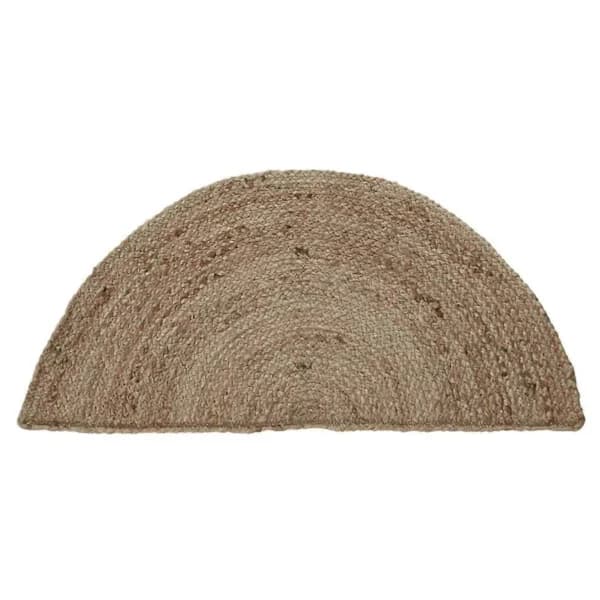 (pow yeah!) AIESY D-formad handvävd jutematta, vändbar matta för sovrum, beige 80 x 40 cm D