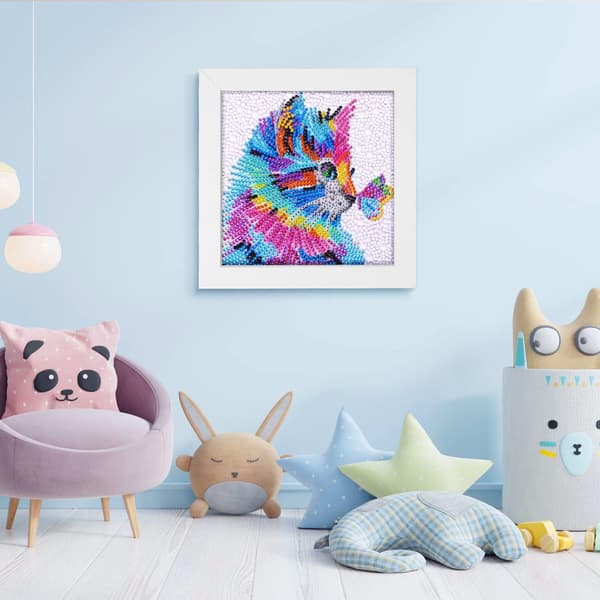 Diamantmaleri Børn Kat, 5D DIY Diamantbroderi Fuld Kit m