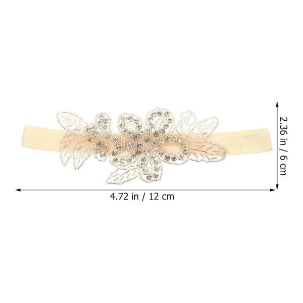 Pige Rhinestone Pandebånd Blomsterblade Hårbånd Hårtilbehør Beige til Nyfødte