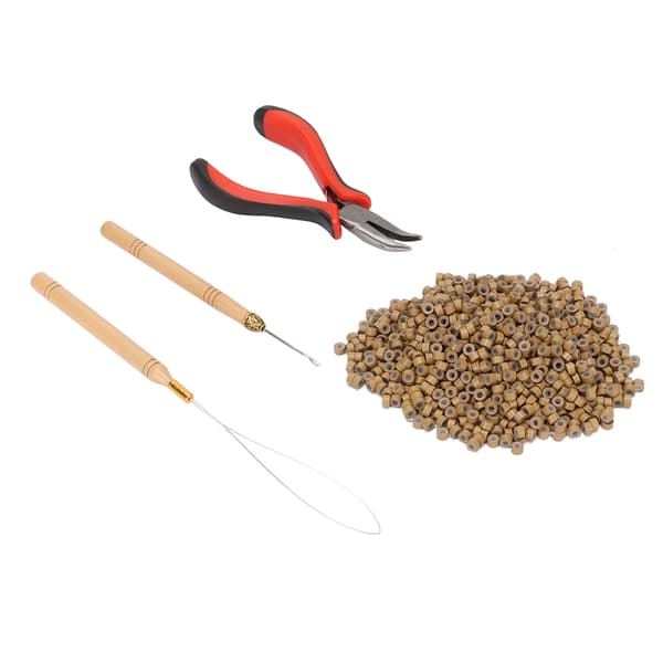 Micro Silicone Hair Extension Beads 1000pcs with Crochet Hook and Plier Tool Kit