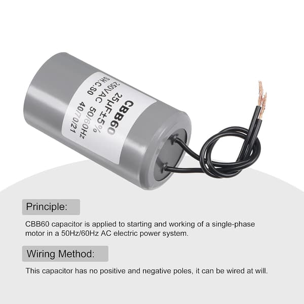 CBB60 Driftskondensator 25uF 250V AC 2 Ledningar 50/60Hz Cylindermotor SQUARE